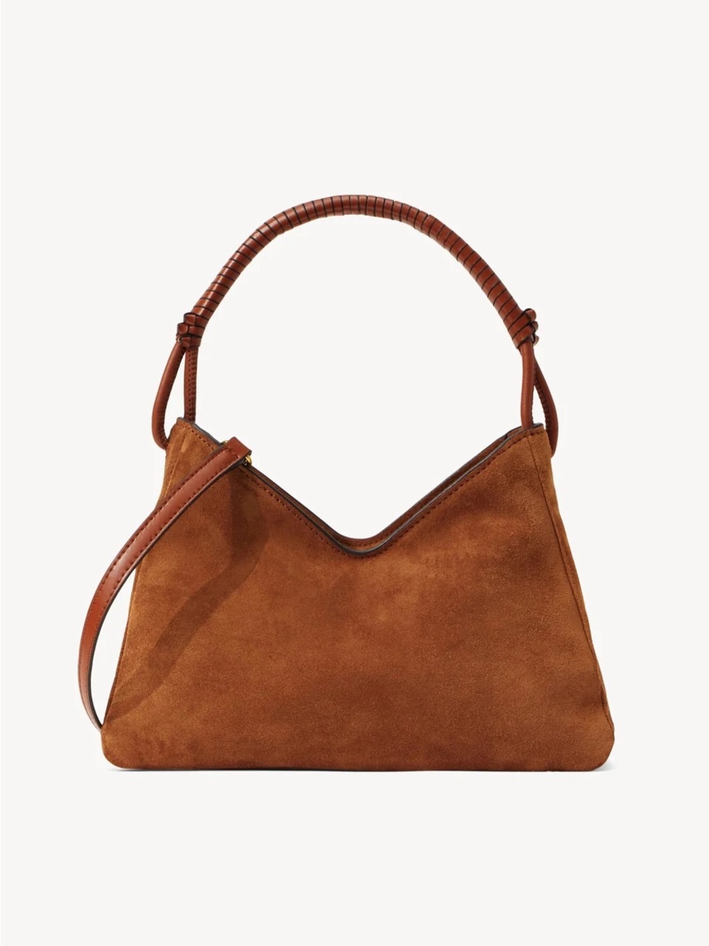 STAUD Tan Suede Shoulder Valerie Bag purse crossbody strap